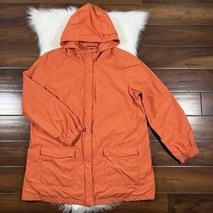 Eileen Fisher Size Large Orange Organic‎ Cotton Blend Anorak Jacket